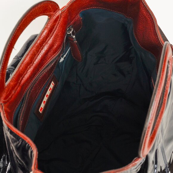 Marni Balloon Navy-Patent-Leather Trimmed Shoulder Bag - Picture 10 of 11